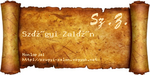 Szügyi Zalán névjegykártya